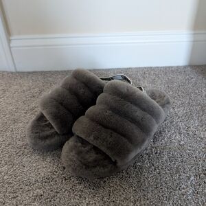 UGG Fluff Yeah Charcoal Plush Slippers